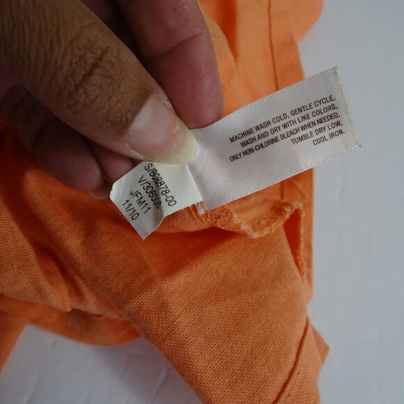 Old Navy Orange Linen Blend Tunic Dress  Women Size M Pockets Roll Tab Sleeves - Picture 9 of 14